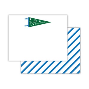 Tarjetas de notas "Hola desde el campamento" / Papelería para campamentos de verano / Notas para campamentos de verano / Papelería para niños / Tarjetas de notas con banderines / Juego de 10 notas planas