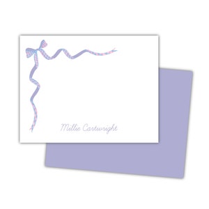 Set of Custom, Personalized Gingham Bow Flat Notes | Bow Custom Note Cards | Monogrammed Note Cards | Gift For Mom | Baby Gift