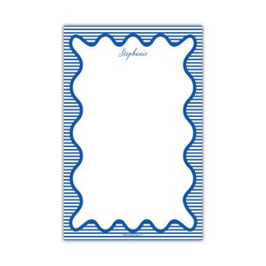 Scallop Stripe Notepad in Blue, Custom Notepad, Personalized Notepad, Traditional Stationery