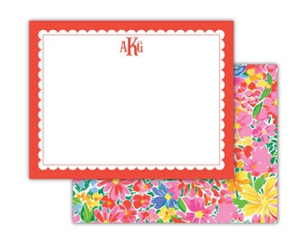 Scallop Border Flat Notes | Floral Stationery | Thank You Note | Preppy Stationery | Mom Gift Ideas | Mother's Day Gift