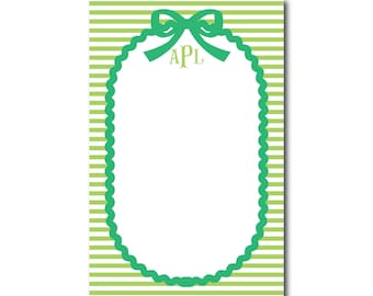 Wavy Bow Border Notepad |Preppy Notepad| Monogrammed Notepad |Personalized Notepad | Mom notepad | Custom Notepad | School Notepad | Striped