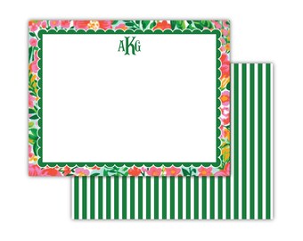 Scallop Border Flat Notes | Floral Stationery | Thank You Note | Preppy Stationery | Mom Gift Ideas | Mother's Day Gift