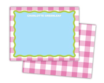 Wavy Border Flat Notes | Gingham Stationery | Thank You Note | Preppy Stationery | Mom Gift Ideas | Mother's Day Gift | Ric Rac Stationery