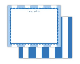 Personalized Scallop Stripe Notes | Baby Stationery | Kids Stationery | Monogrammed Notecards |Gift for Kids, Baby Gift, Birthday Gift