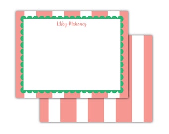 Personalized Scallop Stripe Notes | Baby Stationery | Kids Stationery | Monogrammed Notecards |Gift for Kids, Baby Gift, Birthday Gift