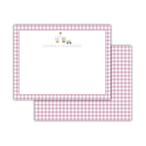 Bunny Gingham Stationery | Custom Notecards | Monogrammed Notecards | Personalized Stationery | Flat Notes