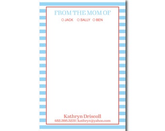 From The Mom Of Stripe Notepad | Personalized Notepad | Mom notepad | Mom note | Custom Notepad | School Notepad