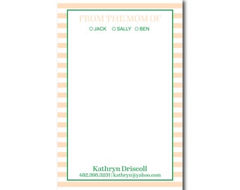 From The Mom Of Stripe Notepad | Personalized Notepad | Mom notepad | Mom note | Custom Notepad | School Notepad