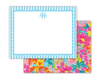 Scallop Border Flat Notes | Floral Stationery | Thank You Note | Preppy Stationery | Mom Gift Ideas | Mother's Day Gift