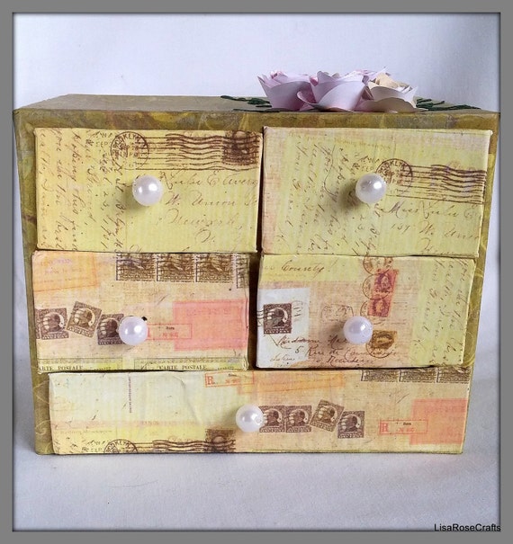 Shabby Chic Drawer Unit Vintage Paper Decoupage Storage Unit Etsy