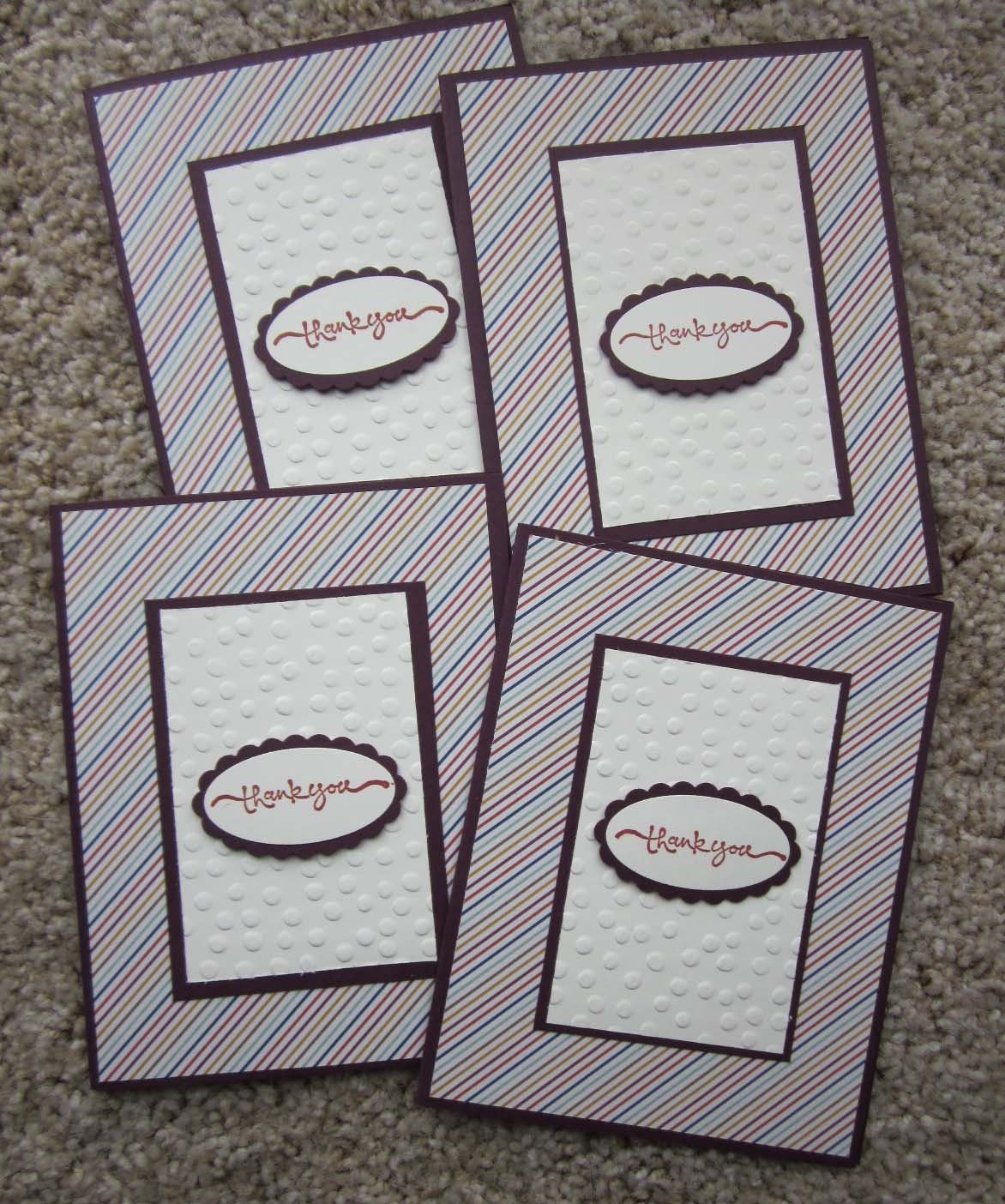 Handmade Stampin up Thank You Card Set