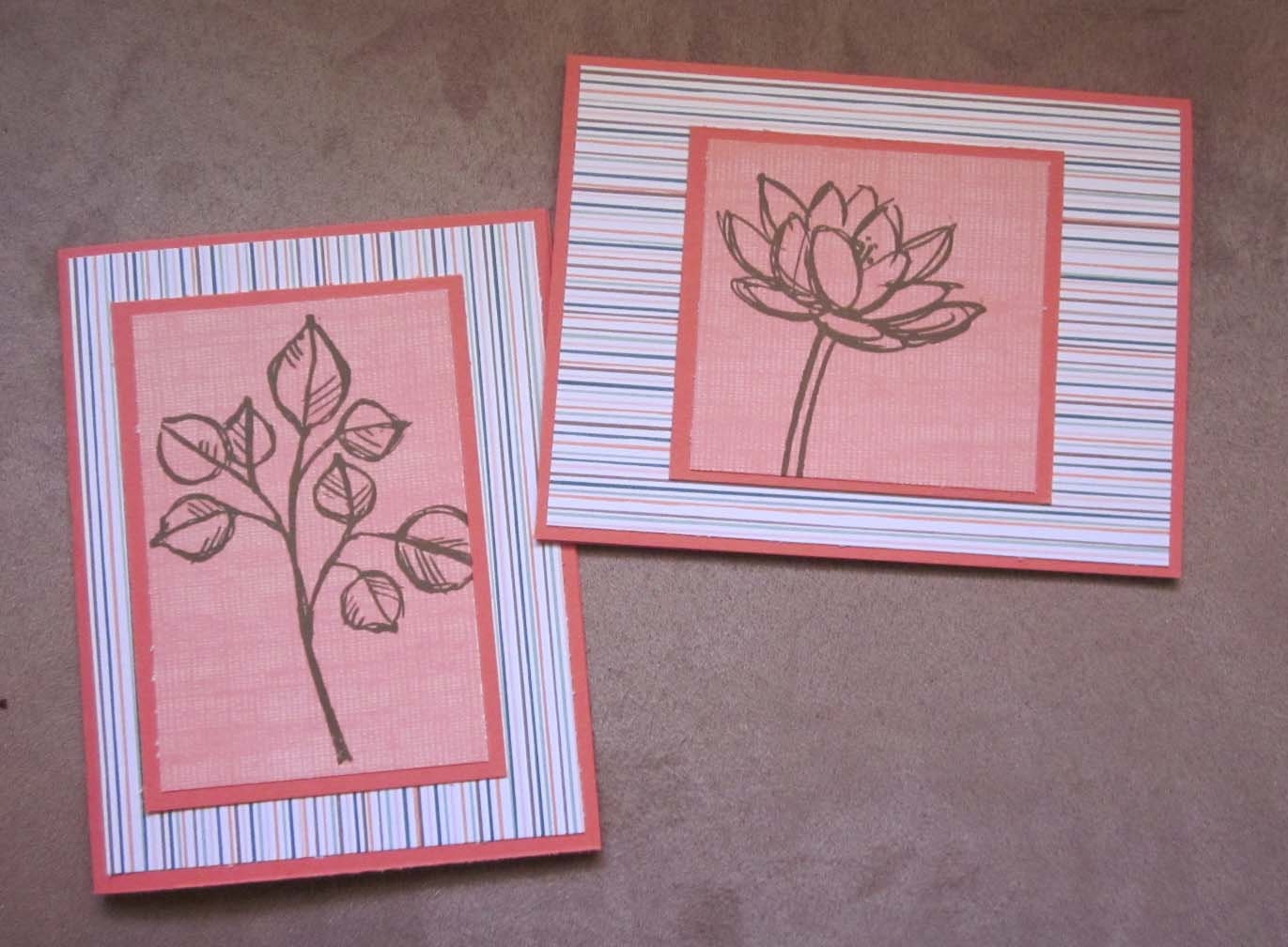 set of 2 blank handmade notecards clean and simple
