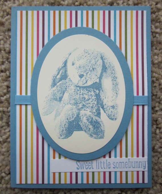 Baby Boy card / card for baby boy / card for young boy / 1st birthday card for boy / Stampin' Up! baby birthday card / rabbit baby card