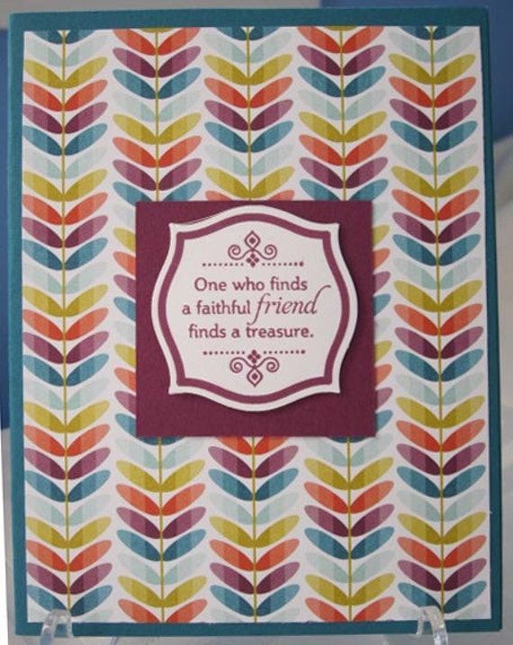 Handmade Friendship Greeting Card in Turquoise Raspberry and Multicolored; Stampin' Up! friendship card