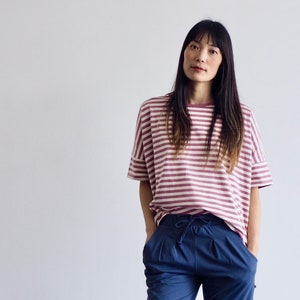 Ame Top / Fig Stripe ~ Organic Cotton
