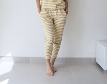 Aku Harems/ Ochre Stripe ~ 100% organic cotton noctu