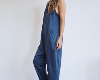 Månen Jumpsuit / Midnight Blue ~ 100% organic cotton noctu