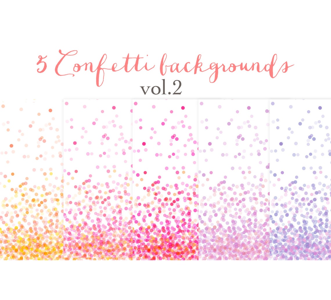 Confetti Digital Paper set 5 Bright Colourful Digital Etsy