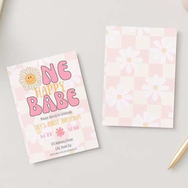 One Happy Babe Birthday | Girl 1st Birthday | Groovy Party |  | Happy Face Party Favors | One Happy Girl | Smiley Face Birthday