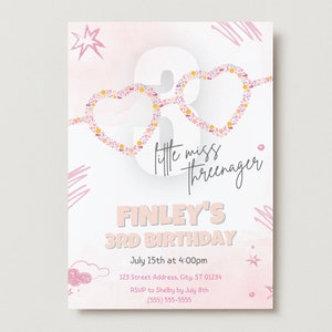 Threenager Birthday Invitation: Pink Diva Party (Digital Invite)