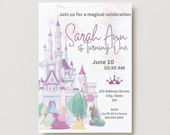 Princess Birthday Invitation | Disney Castle | Disney Princesses | Disney Birthday Party | Disney Princess Birthday Party | Digital Invite