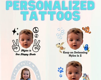 Birthday Face Tattoos | 1st Birthday | Kids Party Favors | Born to Rock Party | Retro Groovy | Personalized Tattoos | Kids Stickers | Custom