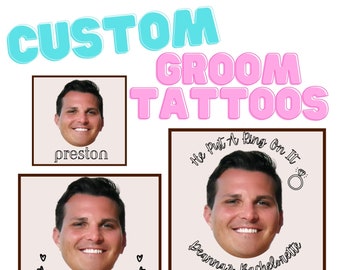 Groom Tattoos | Bachelorette Party and Favors | Groom Face Tattoos for Bachelorette | Small Gifts for Bride | Bachelorette Hangover Kits