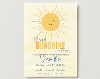 Sunshine Baby Shower Invitation: Gender Neutral Template (Digital Download)