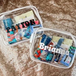 Personalized Clear Makeup Bag: Bachelorette Party Hangover Kit, Girls Trip, 30th Birthday, Survival Kits, Recovery Kits, 21st Birthday