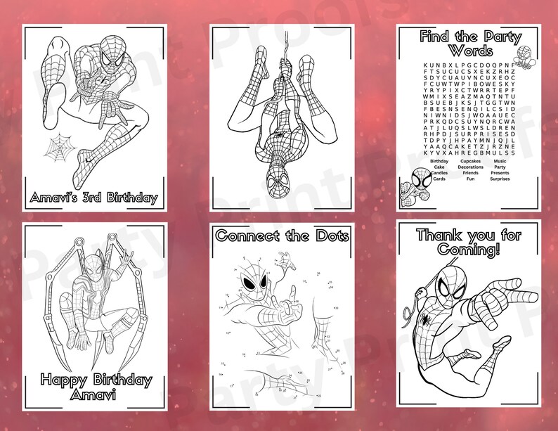 Spiderman Coloring Pages Birthday Party Favors Kids' - Etsy UK
