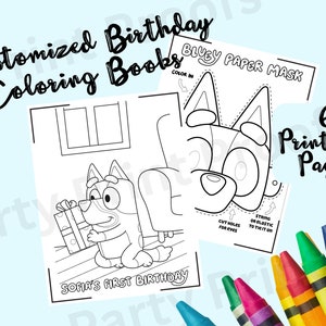 Custom Bluey Birthday Coloring Book: 6 Printable Pages (Digital Download)