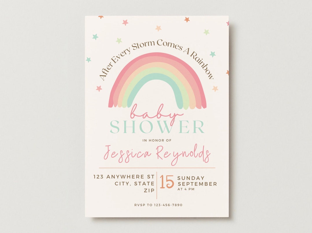 Rainbow Baby Shower Invitation | Rainbow Baby | Rainbow Baby Shower ...