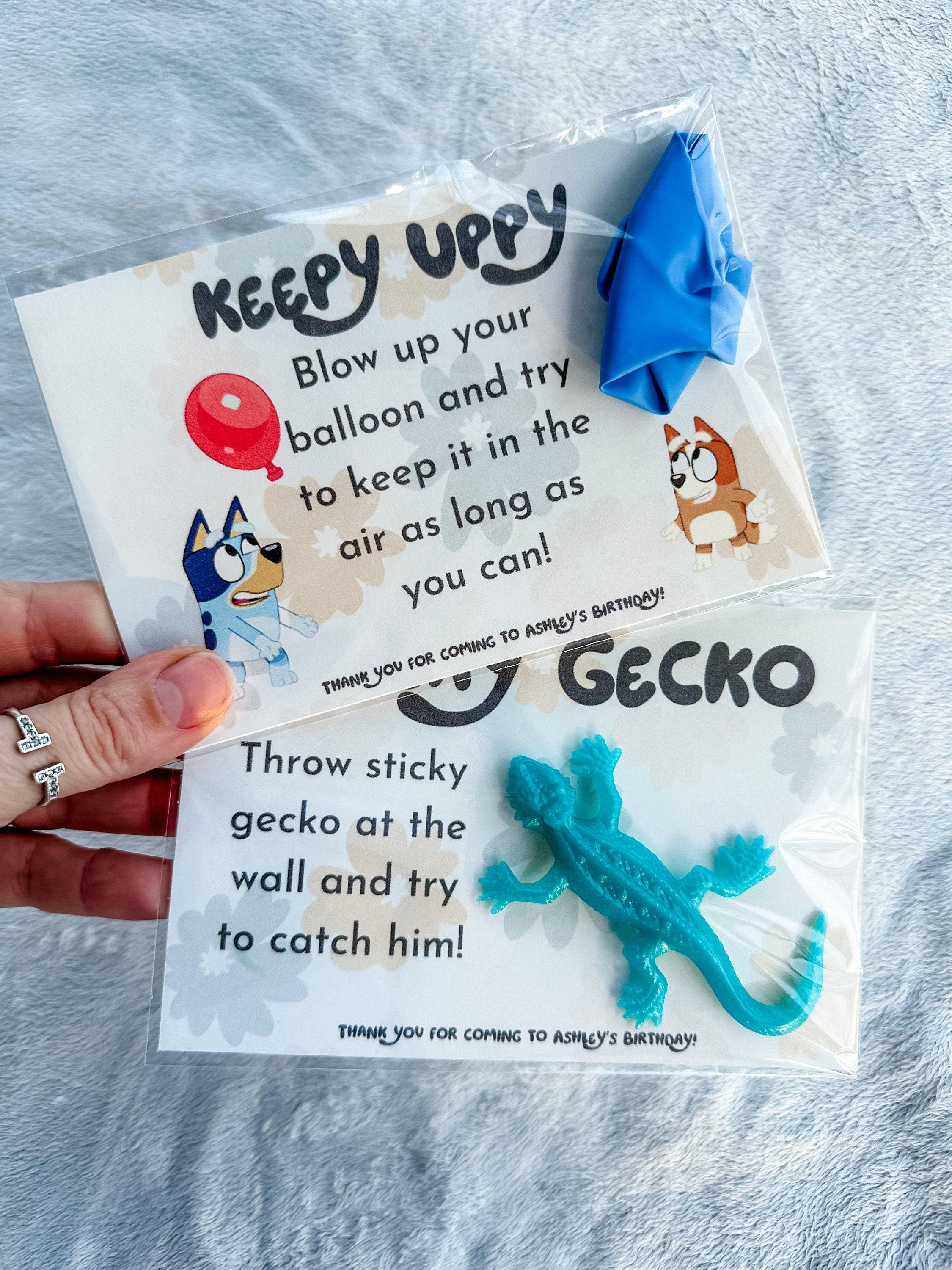 Bluey Balloon, Gecko, Star Favor Cards