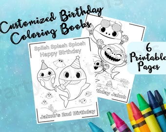 Baby Shark Coloring Pages, Birthday Party Favors, Kids Activity Page, Kids' Coloring Book, Baby Shark Birthday, Customizable Favor, Pinkfong