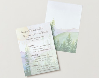 Asheville Bachelorette Itinerary Template: Weekend in the Woods (Digital Download)