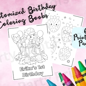 Berry First Coloring Pages / Birthday Party Favors / Kids' Activity Page / Kids' Coloring Book / Strawberry Birthday / Personalizable Favor