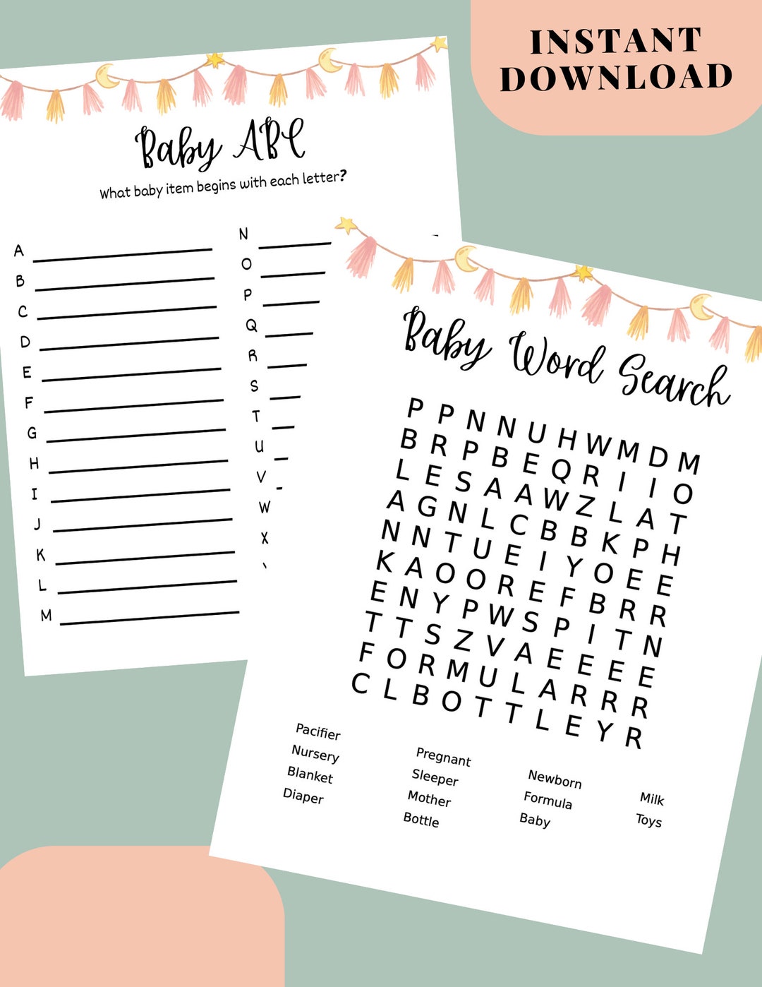 Baby Shower Games Bundle | Baby Shower Games Printable | Minimalist ...