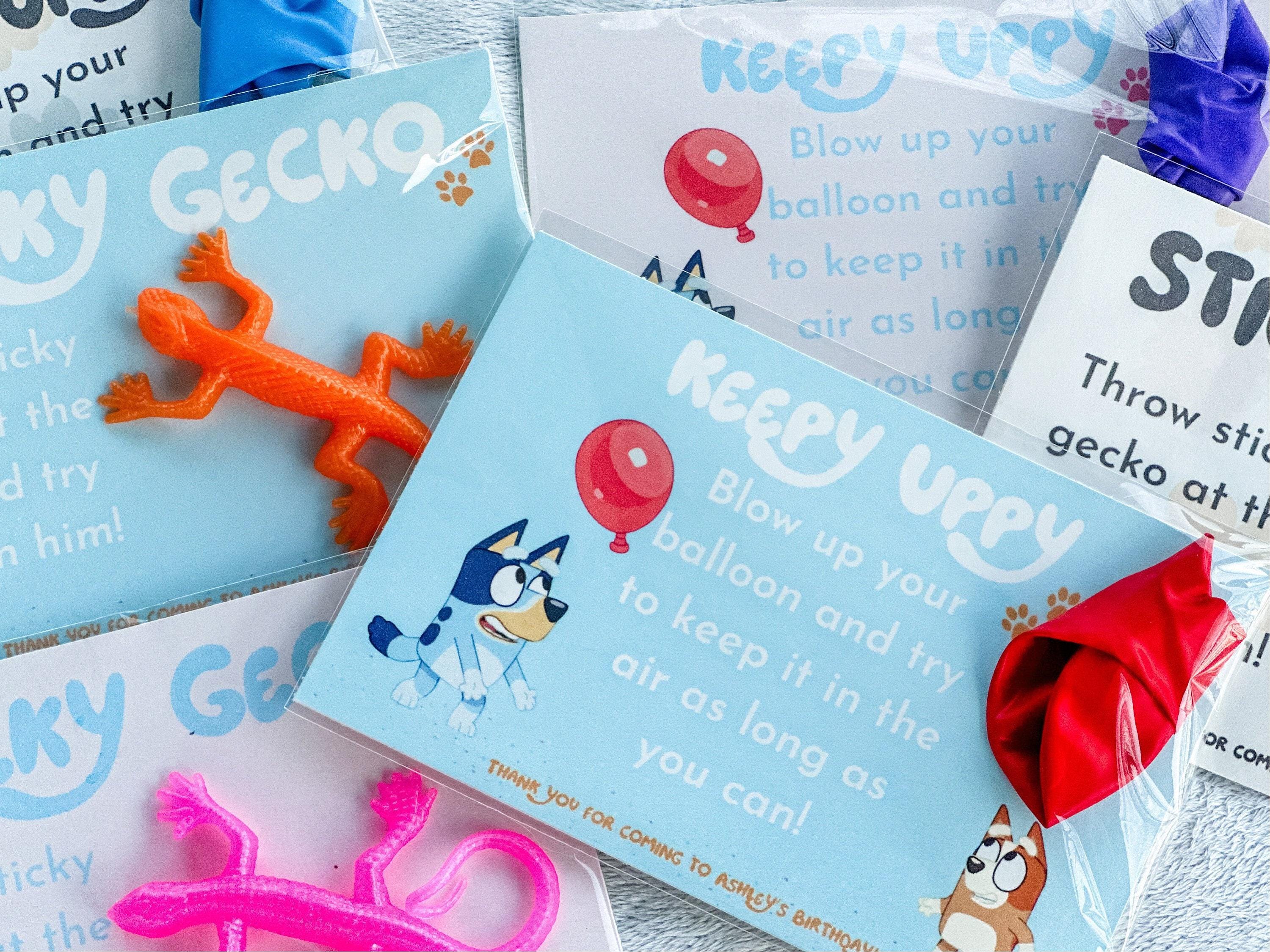 Bluey Balloon, Gecko, Star Favor Cards