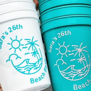 Bicchieri e bomboniere per feste di addio al nubilato tropicali 30A - Feste costiere, bicchieri personalizzati per feste di addio al nubilato, feste in spiaggia, spose costiere, bomboniere per piscina