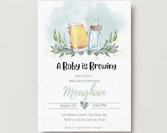 A Baby is Brewing Shower Invitation: Brewery Theme (Digital Invitation)