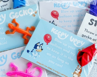 Keepy Uppy, Sticky Gecko, Bluey Party Decor, Toddler Party Favors, Bluey Girl Party, Bluey Party Supplies, Bluey Games, Bluey Party Supplies