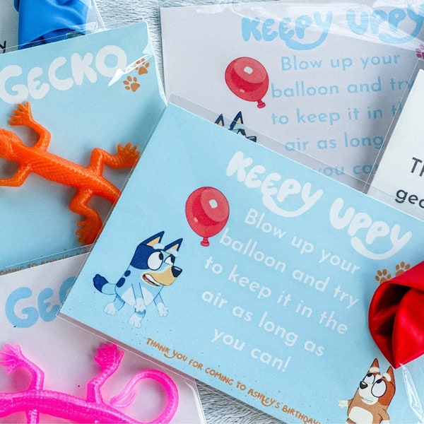 Keepy Uppy, Sticky Gecko, Bluey Party Decor, Toddler Party Favors, Bluey Girl Party, Bluey Party Supplies, Bluey Games, Bluey Party Supplies