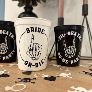 Till Death Do Us Party, Bachelorette Favors, Bride or Die, Custom Bachelorette Cups, Bride Party Favors, Skull, Gothic Favors, Bach Party