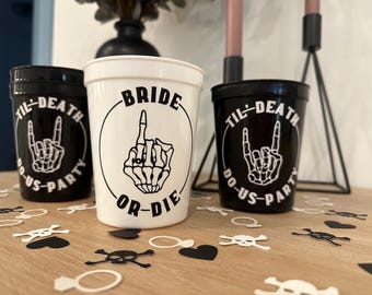 Till Death Do Us Party, Bachelorette Favors, Bride or Die, Custom Bachelorette Cups, Bride Party Favors, Skull, Gothic Favors, Bach Party