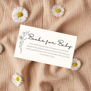 Minimalist Books for Baby Card: Baby Shower Book Request (Editable Template)