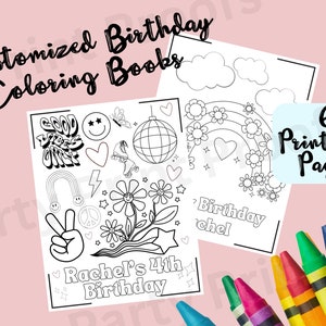 Groovy Birthday Coloring Pages: Personalized Kids&#39; Activity (PDF)