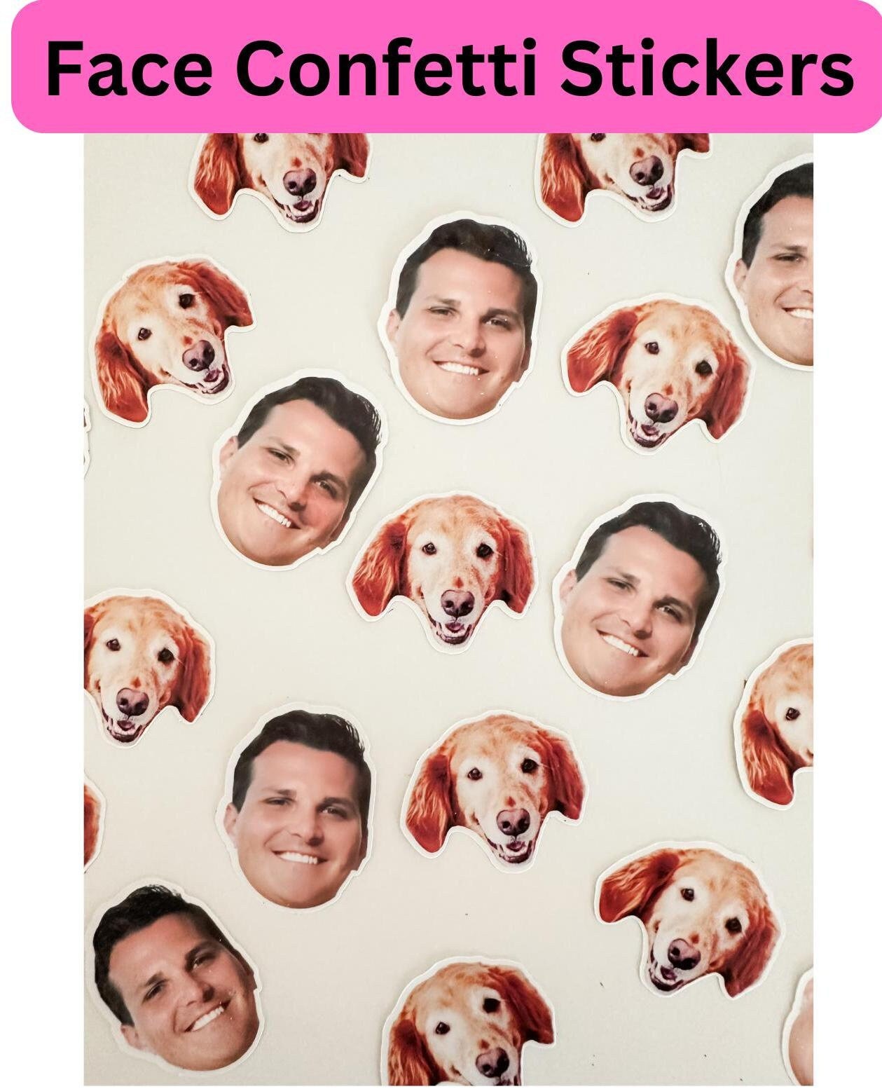 Groom Face Confetti, Dog Stickers, Bach Face Confetti, Face Confetti, Face Stickers, Groom Tattoos, Hangover Kits, Bachelorette Party Favors