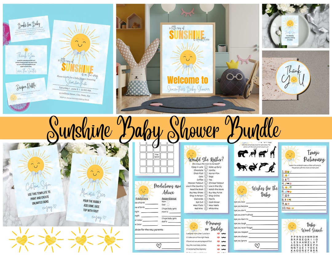 Sunshine Baby Shower Bundle, Boho Sunshine Shower Bundle, A Little Ray ...
