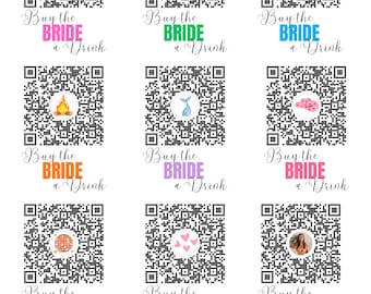 QR Code, Bachelorette Tattoos, Buy the Bride a Drink, Venmo QR, Personalized Bachelorette Favor, Bachelorette Party & Favors, Hangover Kits