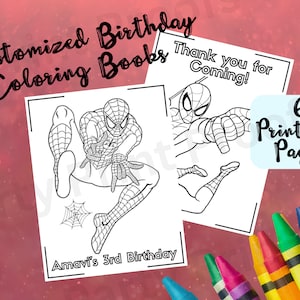 Coloriages Spiderman | Faveurs de fête d'anniversaire | Page d'activités pour enfants | Livre de coloriage pour enfants | Anniversaire Spiderman | Faveur personnalisable